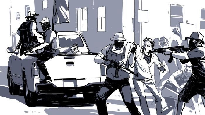 Illustration of protests in Nicaragua.