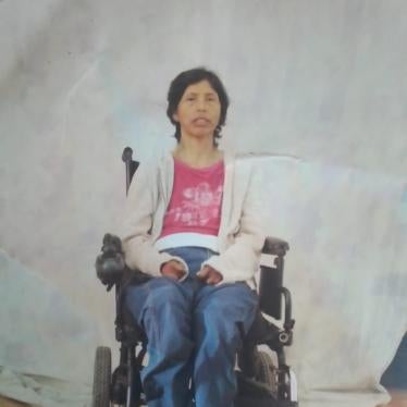 Guadalupe Huerta Mora sitting in her wheelchair in 2016