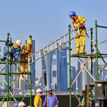 Construction workers in Doha, Qatar.