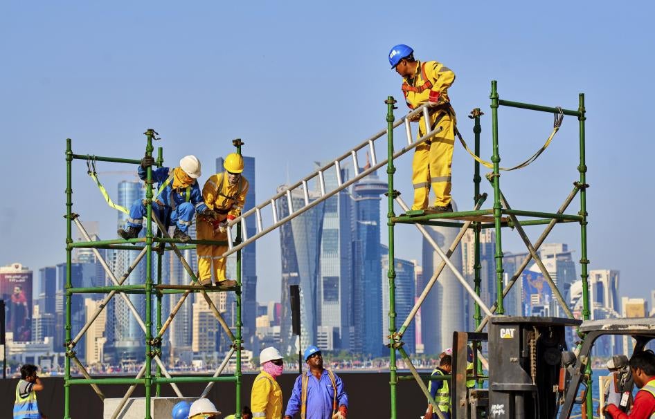 Construction workers in Doha, Qatar.