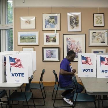 A voter filling out a ballot at the Green Spring Gardens polling station in Lincolnia, Virginia, US, June 20, 2023. 