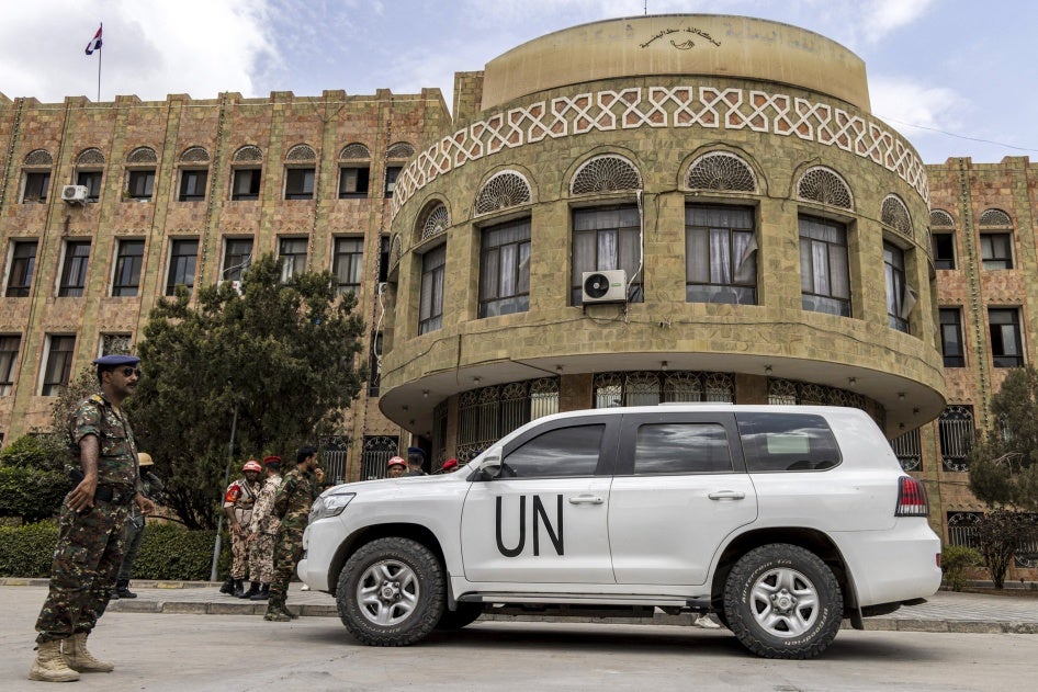 The UN special envoy for Yemen, Hans Grundberg, meets with local officials in Taizz, Yemen, February 12, 2024.