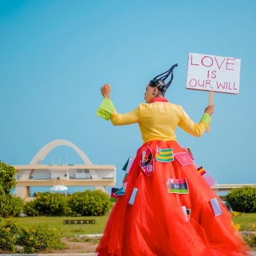 Angele Maxine, opposing the Anti LGBT bill in Accra in November 2023.