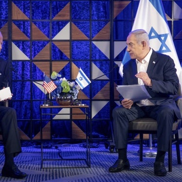 US President Joe Biden, left, meets with Israeli Prime Minister Benjamin Netanyahu, in Tel Aviv, Israel, on October 18, 2023.