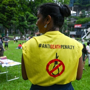  An activist during a protest against the death penalty at Speakers' Corner in Singapore on April 3, 2022. 