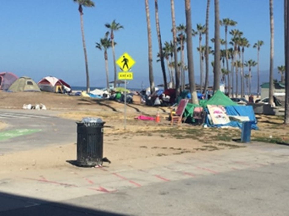 Tent encampment on a beach