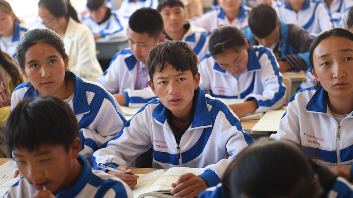 Tibetan students in a classroom